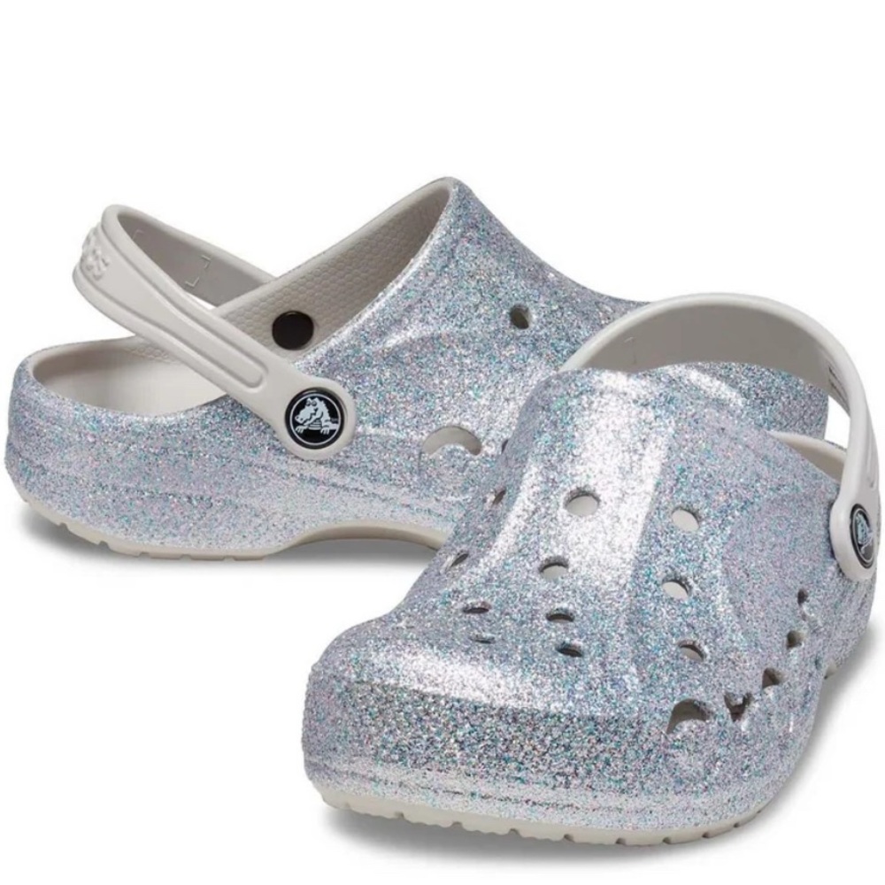 CROCS Toddler & Kids Baya Glitter Silver 4c NWT